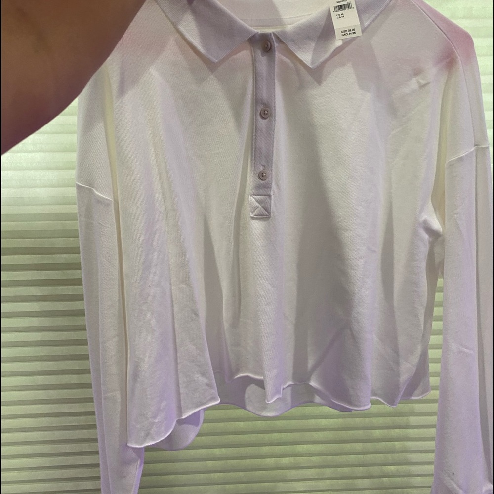 Aerie cropped white long sleeve